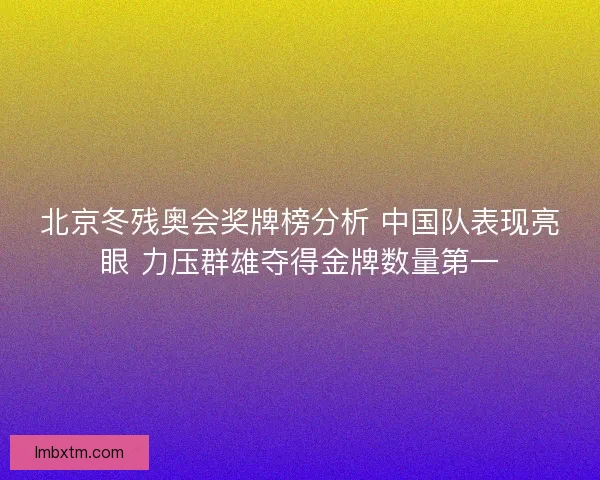 北京冬残奥会奖牌榜分析 中国队表现亮眼 力压群雄夺得金牌数量第一