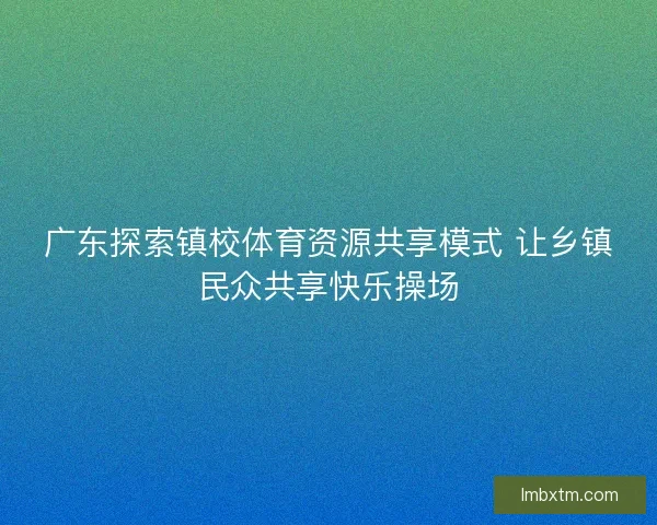 广东探索镇校体育资源共享模式 让乡镇民众共享快乐操场
